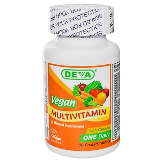Deva, Мультивитаминная и минеральная добавка, Веганская, 90 таблеток в оболочке
