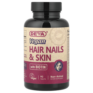 Deva, Vegan Hair Nails & Skin with Biotin, 90 Tablets