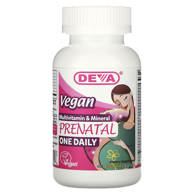 Deva пренатальные мультивитамины и минералы, для веганов, один таблетка в день, 90 таблеток, покрытых оболочкой