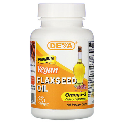 Deva Premium Vegan Flaxseed Oil, 90 Vegan Caps
