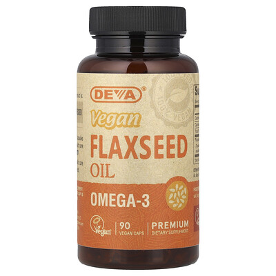Deva, Aceite de linaza vegano, 90 cápsulas veganas (500 mg por cápsula)