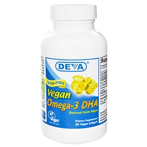 Deva, Омега-3 ДГК, Веганский продукт, 90 веганских гелевых капсул