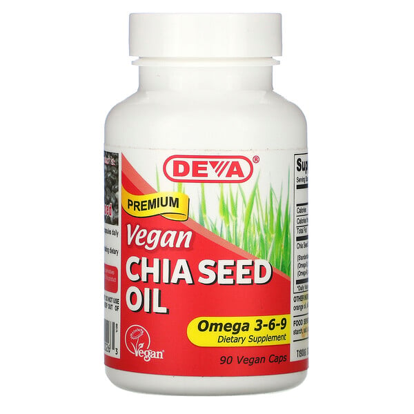 Premium Vegan Chia Seed Oil, 90 Vegan Caps
