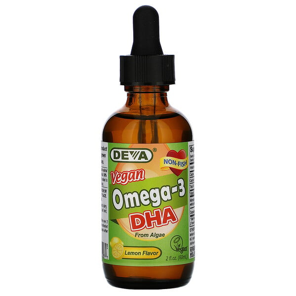Deva, веганские кислоты Omega-3 ДГК, с лимонным вкусом, 60 мл (2 жидк. унции)