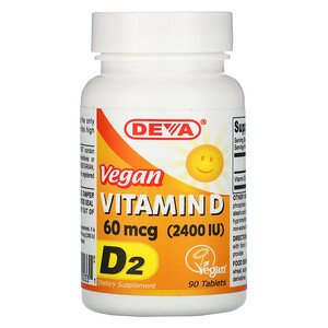Дева, Vegan Vitamin D, D2, 60 mcg (2,400 IU), 90 Tablets отзывы покупателей