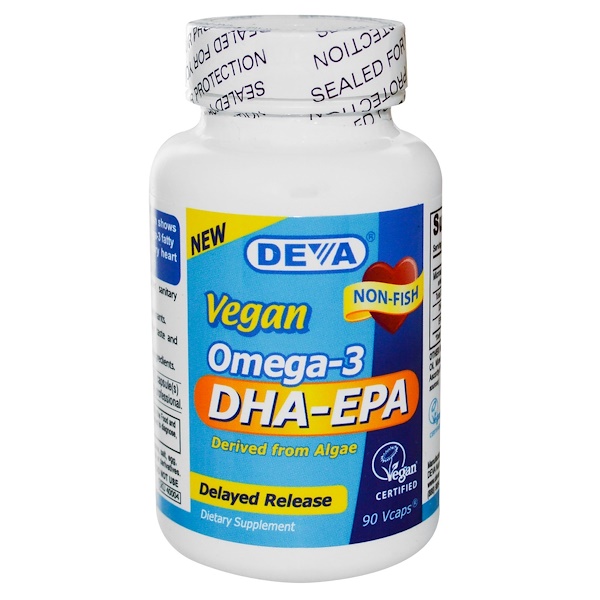 Deva, Омега-3 ДГК и ЭПК, Растительная продукция, 90 вегетарианских капсул (Discontinued Item) 