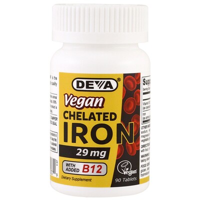 Deva веганское хелатное железо, 29 мг, 90 таблеток