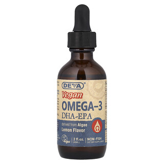 Deva, Omega-3 DHA-EPA vegano, Limón, 60 ml (2 oz. Líq.)
