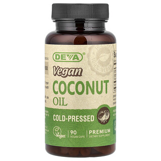 Deva, Vegánsky kokosový olej, lisovaný za studena, 90 vegánskych kapsúl (500 mg na kapsulu)