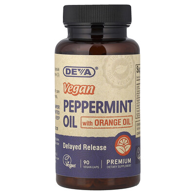 Product Image for Deva, Vegan Peppermint Oil with Orange Oil, 90 Vegan Caps