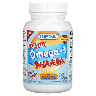 Deva, Vegan Omega-3 DHA-EPA, 90 Vegan Caps
