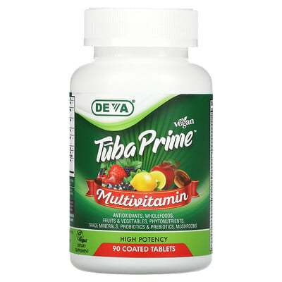 Deva Vegan Tuba Prime Multivitamin, High Potency, 90 Coated Tablets