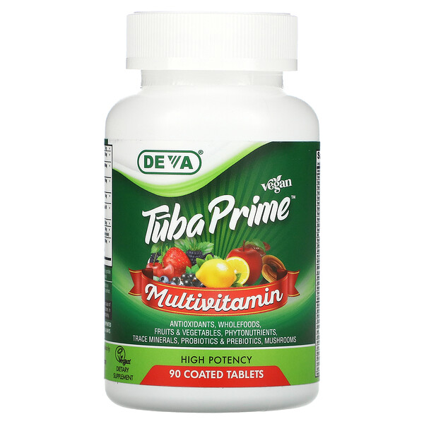 Deva, Vegan Tuba Prime Multivitamin, High Potency, 90 Coated Tablets