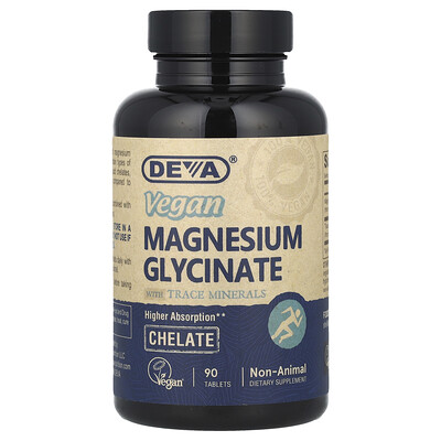 Product Image for Deva, Vegan Magnesium Glycinate With Trace Minerals, 90 Tablets