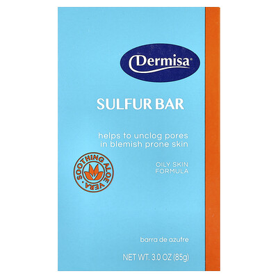 Dermisa, Barra de jabón de azufre, Para piel grasa, 85 g (3 oz)