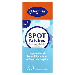 Dermisa, Spot Patches, For All Skin Types, 30 Clear Single-Use Hydrocolloid Patches