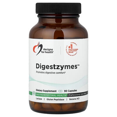 Designs For Health, Digestzymes™, Suplemento con enzimas pancreáticas y clorhidrato de betaína, 90 cápsulas
