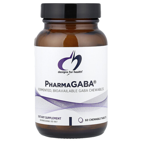 Designs For Health, PharmaGABA®, 60 comprimidos masticables (100 mg por comprimido)