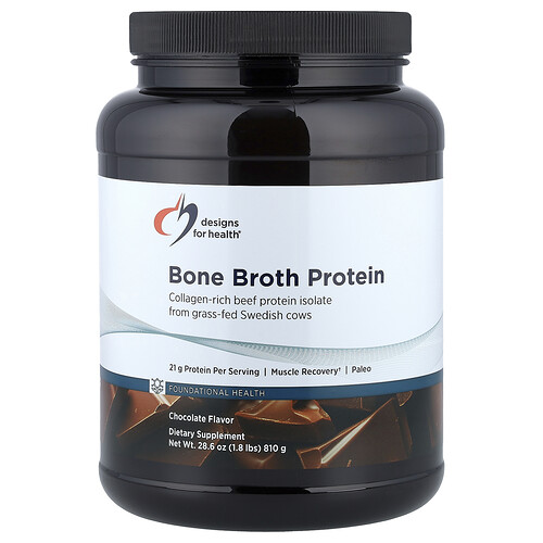 Designs For Health, PurePaleo™, Proteína de caldo de huesos, Chocolate, 810 g (1,8 lb)