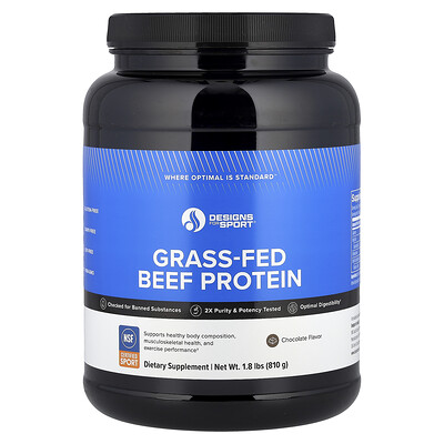 Designs For Health, Designs For Sport®, Proteína de carne de res alimentada con pasturas, Chocolate, 810 g (1,8 lb)