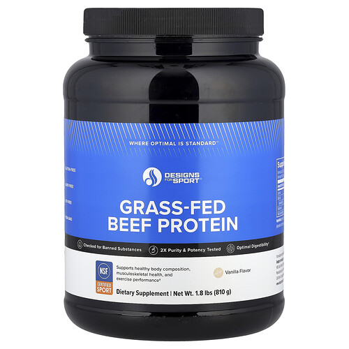 Designs For Health, Designs For Sport®, Proteína de carne de res alimentada con pasturas, Vainilla, 810 g (1,8 lb)