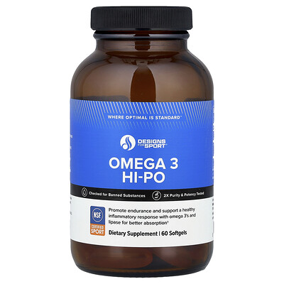 Designs For Health, Design For Sport®, Omega-3 Hi-Po, 60 cápsulas blandas