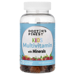 Doctor's Finest, Dětské multivitamínové želé s minerály, ovoce, 120 želé