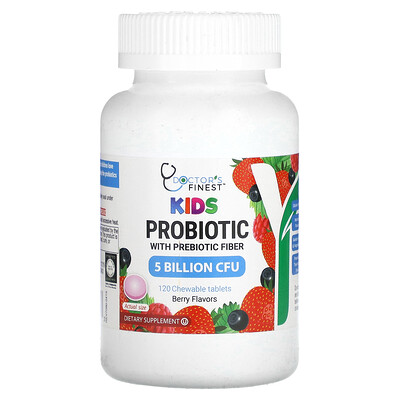 

Doctor's Finest Kids Probiotic with Prebiotic Fiber Berry 5 Billion CFU 120 Chewable Tablets