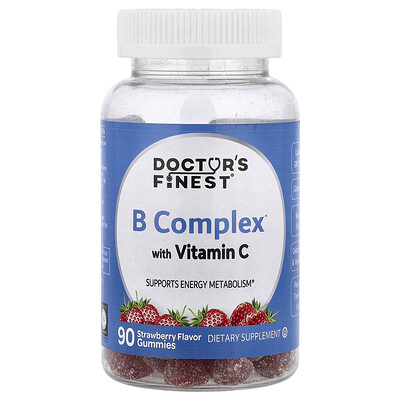Doctor's Finest, Gomitas con complejo de vitaminas B y vitamina C, Fresa, 90 gomitas