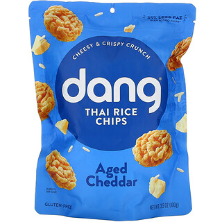 Dang, Тайские рисовые чипсы, выдержанный чеддер, 100 г (3,5 унции)