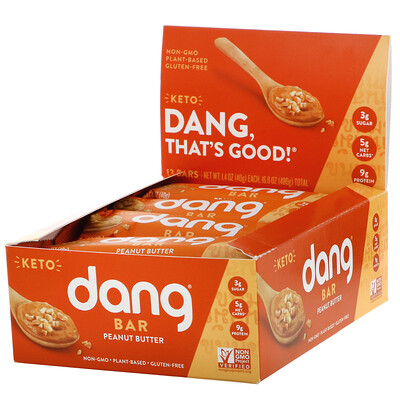 Dang Keto Bar, Peanut Butter, 12 Bars, 1.4 oz (40 g) Each