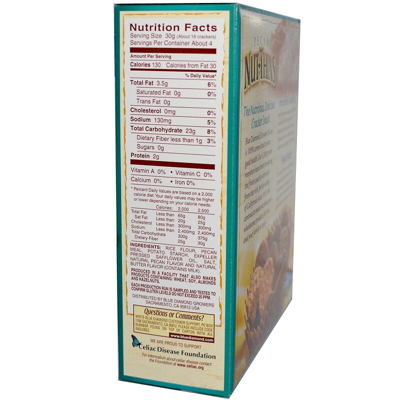 Blue Diamond, Pecan NutThins, Nut & Rice Cracker Snacks, 4.25 oz (120.