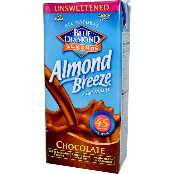 Blue Diamond, Almond Breeze, Almondmilk, Unsweetened, Chocolate, 32 fl