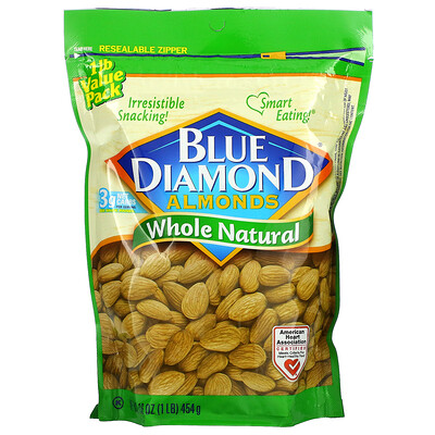 Blue Diamond, Almonds, Whole Natural, 16 oz (454 g)