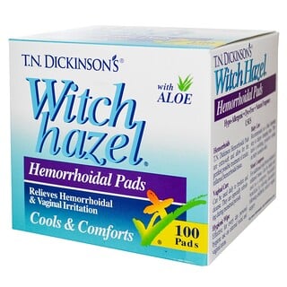 Dickinson Brands, T.N. Lenços Alívio de Hemorroidas com Aloe Dickinson's Witch Hazel, 100 Lenços
