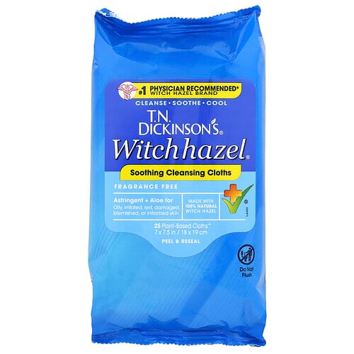Dickinson Brands, Witch Hazel®, Beruhigende Reinigungstücher, 25 pflanzliche Tücher