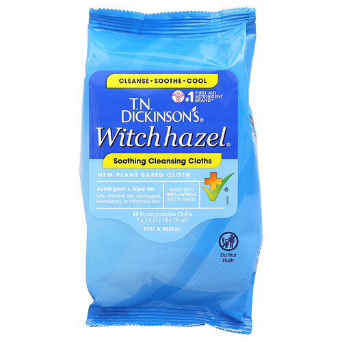 Dickinson Brands Witch Hazel, Soothing Cleansing Cloths, 25 Biodegradable Cloths