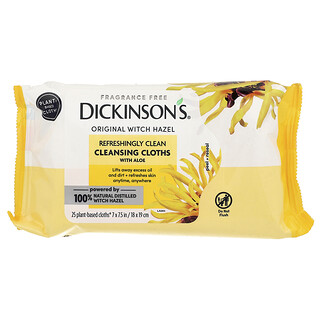 Dickinson Brands, Original Witch Hazel, Refreshingly Clean Cleansing Cloths with Aloe, Fragrance Free, 25 Cloths