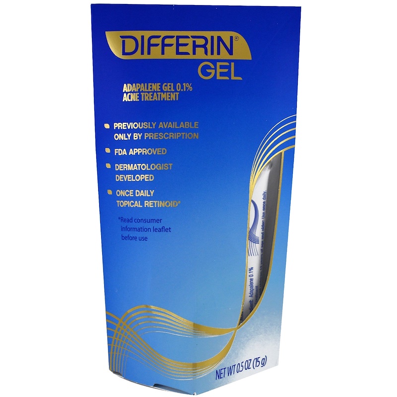 Differin, Adapalene Gel 0.1 %, Acne Treatment, 0.5 oz (15 g) - iHerb