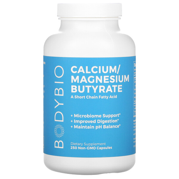 BodyBio, Calcium/ Magnesium Butyrate, 250 NonGMO Capsules