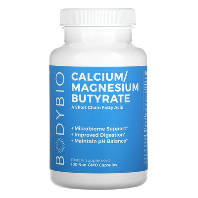 BodyBio Calcium/ Magnesium Butyrate, 100 Non-GMO Capsules