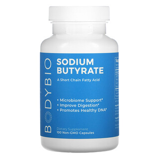 BodyBio, Sodium Butyrate, 100 Non-GMO Capsules