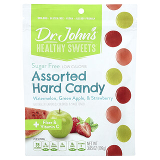 Dr. John's Healthy Sweets, 什锦硬糖，含纤维和维生素 C，西瓜、青苹果和草莓味，3.85 盎司（109 克）