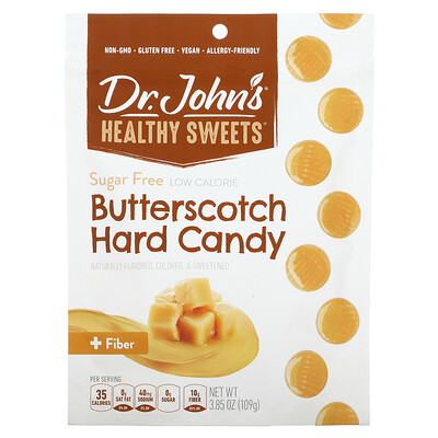 Dr. John's Healthy Sweets Карамель Butterscotch, + клетчатка, без сахара, 109 г (3, 85 унции)  - купить со скидкой