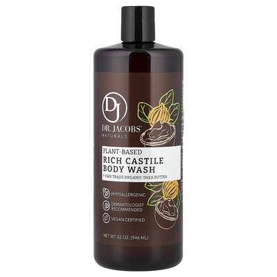 Product Image for Dr. Jacobs Naturals, Plant-Based Rich Castile Body Wash, Organic Shea Butter, 32 oz (946 ml)