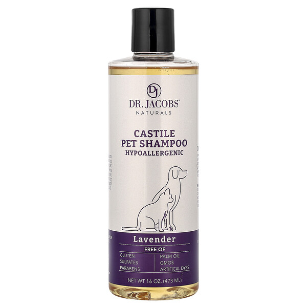 Dr. Jacobs Naturals Castile Pet Shampoo, Lavender, 16 oz (473 ml)