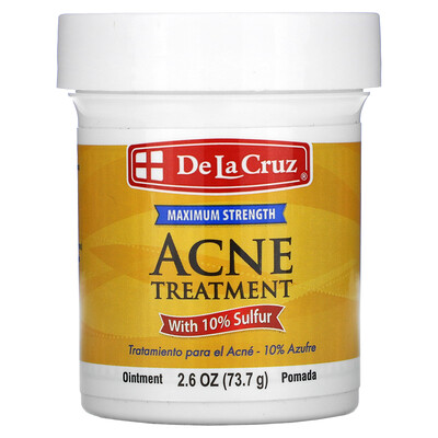 

De La Cruz Acne Treatment Ointment with 10% Sulfur Maximum Strength 2.6 oz (73.7 g)