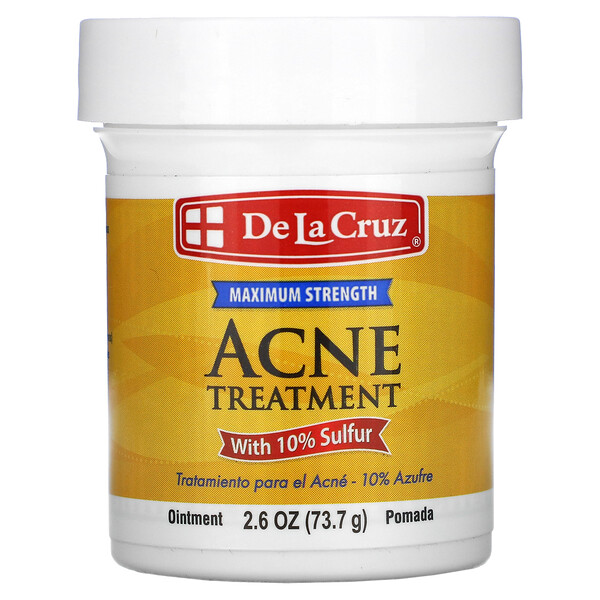 De La Cruz, мазь для лечения акне с 10% серой, максимальная эффективность, 73,7 г (2,6 унции)