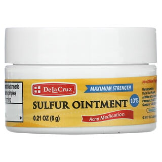 De La Cruz, Sulfur Ointment, Acne Medication, Maximum Strength, 0.21 oz (6 g)