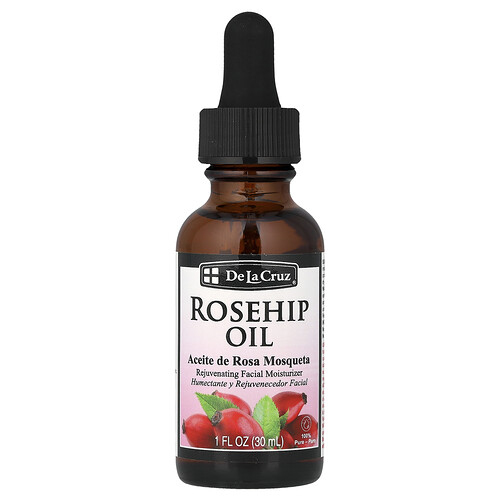 De La Cruz 100% Pure Rosehip Oil, Rejuvenating Facial Moisturizer, 1 fl oz (30 ml)
